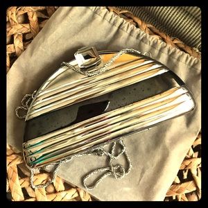 Vintage 1980’s Evening metal purse with chain